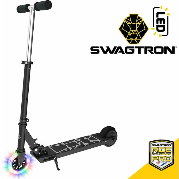 Swagtron Glide SK3 Foldable KickStart Electric Scooter for Kids LED