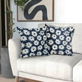 thumbnail image 6 of Navy Blue Pillow Covers 20X20 Inch White Floral Daisy Geometry Decorative Couch Pillow Cases Spring Summer Flower Throw Pillows Set of 2 Farmhouse Home Decor for Room Porch Patio Couch Outdoor, 6 of 6