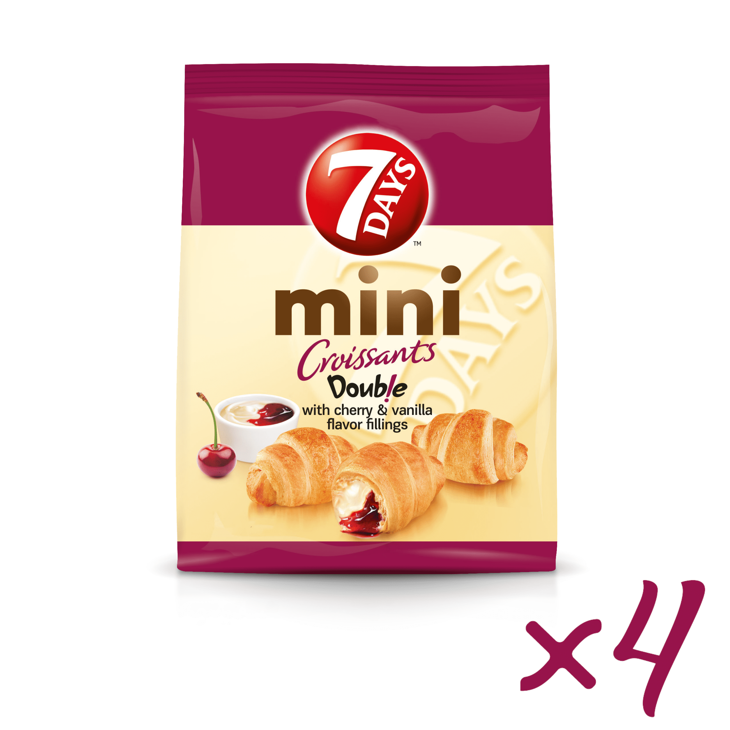 7DAYS GMO-Free Cherry & Vanilla Flavor Mini Croissant Pastries, 8.5 Oz, 20 Count
