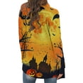 thumbnail image 3 of Hvot&aat Women's Halloween Long Sleeve Cardigan Fall Open Front Cat Pumpkin Cardigan Oversize Medium Length Coat, 3 of 6