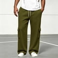 thumbnail image 4 of HomeDM Men's Sweatpants with Pockets Open Bottom Jogger Army Green Athletic Lounge Pants Size L, 4 of 8