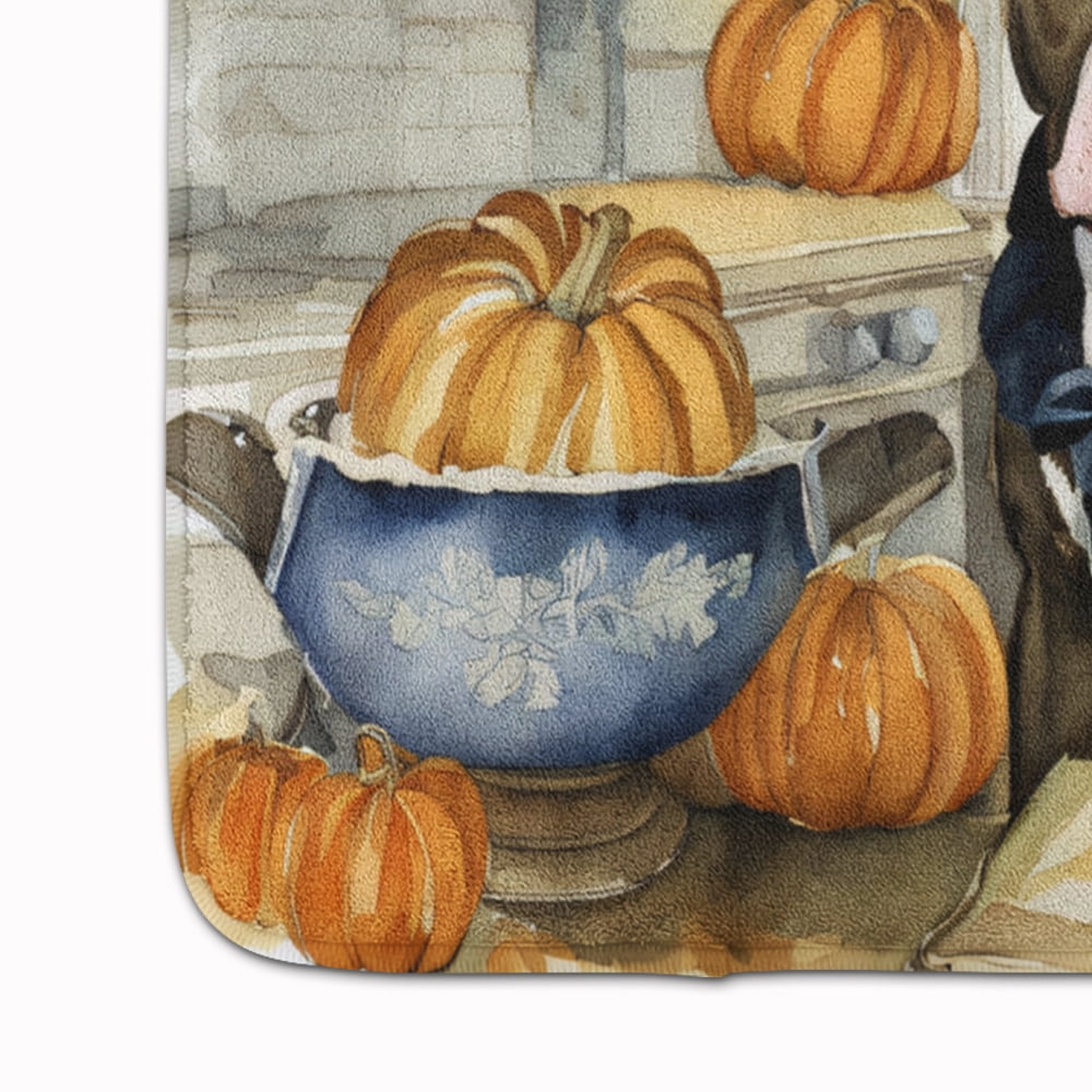 Carolines Treasures DAC1727RUG 19 x 27 in. Unisex Pit Bull Terrier Fall Kitchen Pumpkins Memory Foam Kitchen Mat