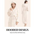 thumbnail image 4 of Women's Long Hooded Robes Luxurious Plush Fleece Bathrobe with Belt & Pocket Full Length Ladies Robes Winter Warm Housecoat Nightgown - M & Beige, 4 of 9