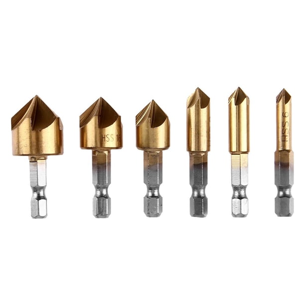 6 uds HSS chaflán broca vástago hexagonal 90 grados 6mm-19mm avellanado chaflán