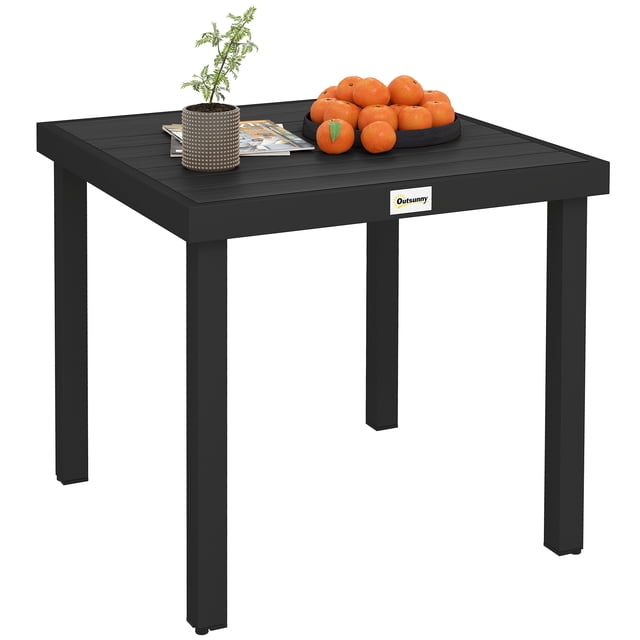 Outsunny Table à Manger d'Extérieur pour 4, Table de Patio Carrée avec Pattes en Aluminium