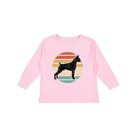 Inktastic Boxer Dog Vintage Silhouette Boys or Girls Long Sleeve Toddler T-Shirt