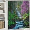 thumbnail image 6 of Orinice Forest Waterfall Shower Curtain Green Nature Rainforest Tree Forest Pink Flower Jungle Plant Landscape Summer Landscape Bathroom Fabric Decoration 36x72, 6 of 7