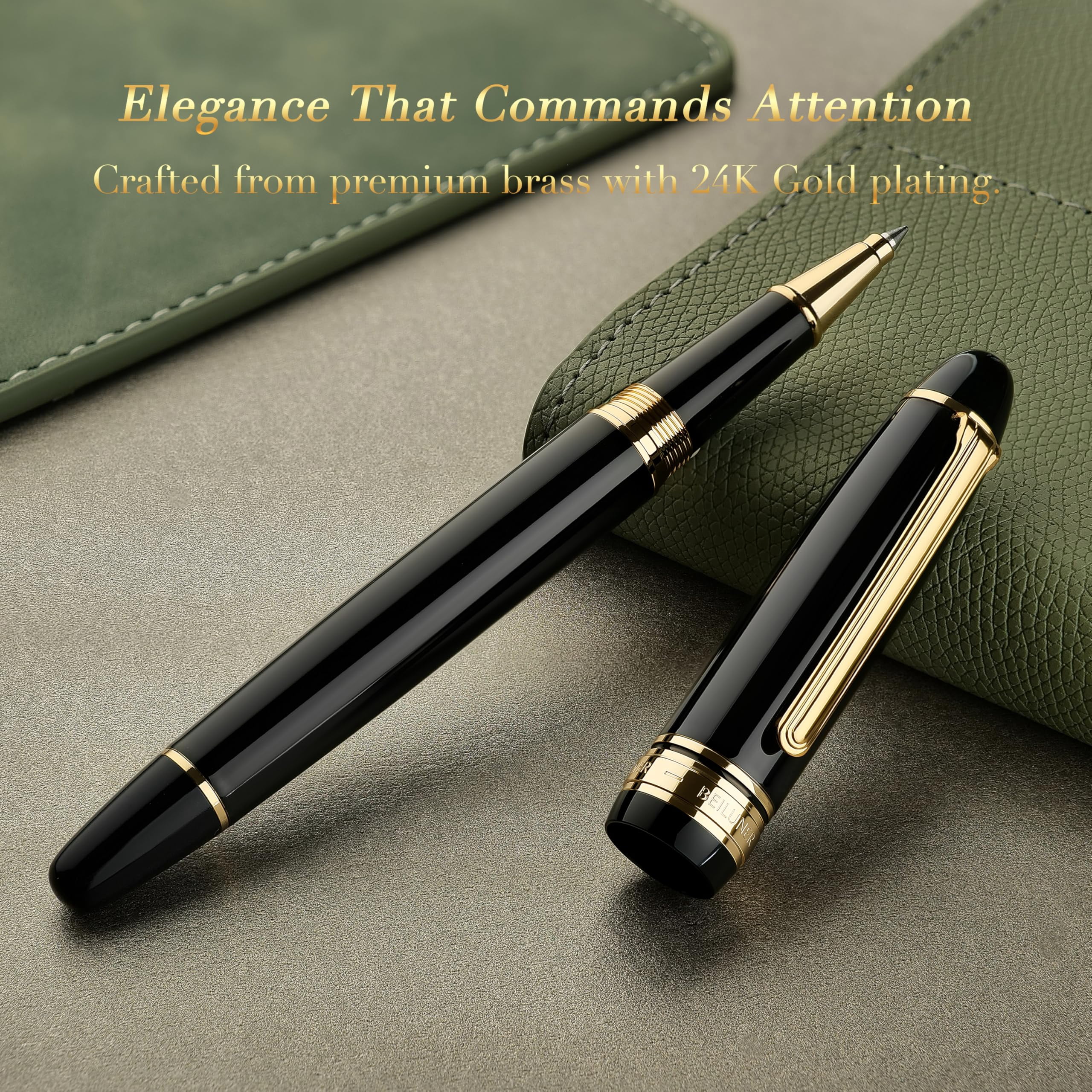 319 Piano Black Lacquer Rollerball - Stunning Luxury Pen With  Heavy Ink Refill Gift Set For Men & Women Professional Executive Office Fancy Classic Pens