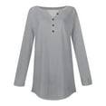 thumbnail image 4 of Breezora Womens Long Sleeve V Neck Button Down Shirt with Dropped Shoulder and Rounded Hem M Size Grey, 4 of 4