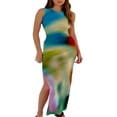 thumbnail image 1 of EIMELI Robe Longue d'Été pour Femmes Col Rond Imprimé Teinture sur Nœuds Robe Ajustée Fendue sur le Côté Robe Moulante Sans Manches Style D m, 1 of 5