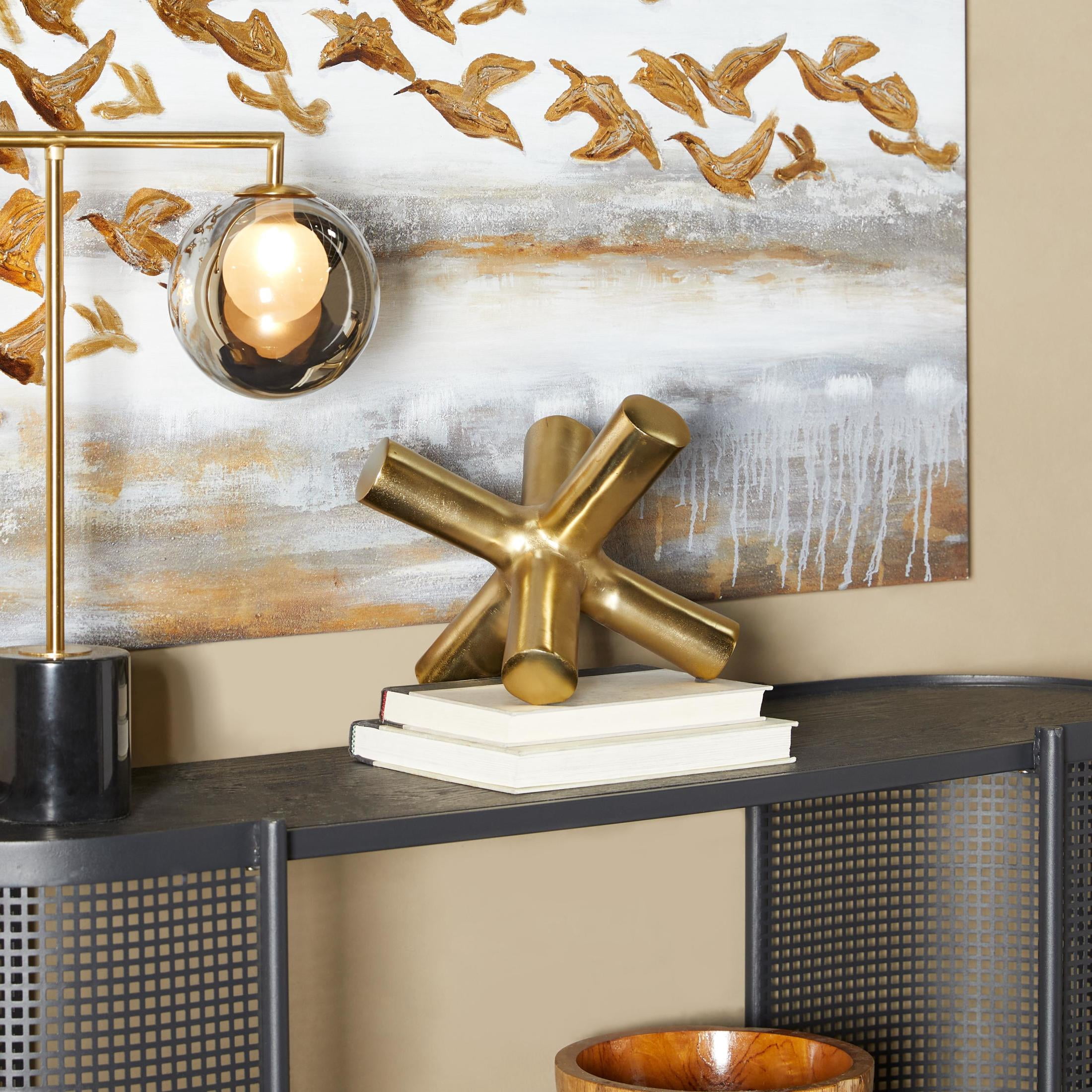 10" x 9" Gold Aluminum Metal Jack Abstract Sculpture, by DecMode