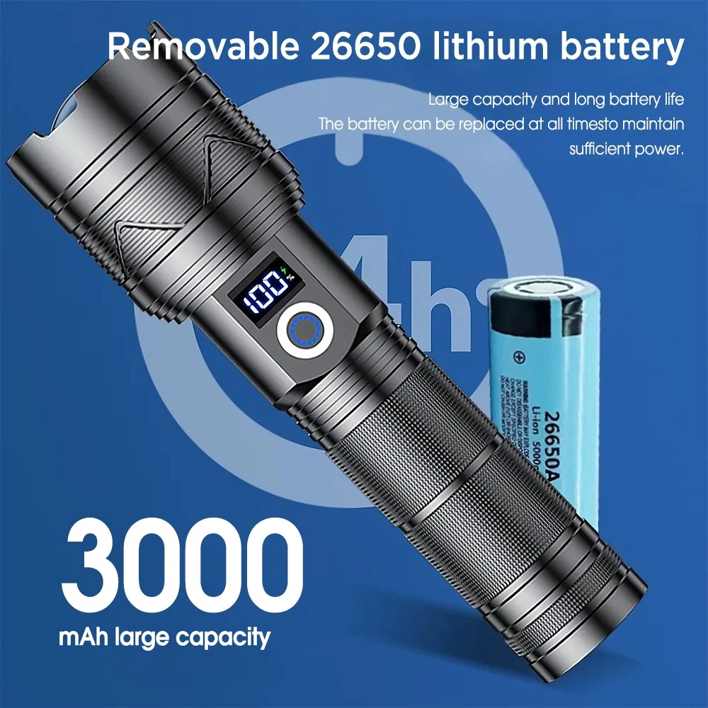 5000000 Lumen LED Tactical Flashlight Rechargeable Super Bright Powerful Torch