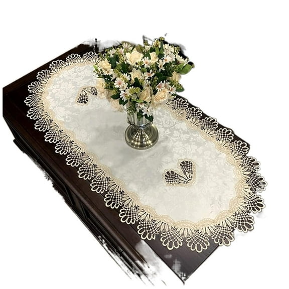 Lace Oval Table Runner Embroidered Table Topper Lace Doilies Doily Oval Dresser Scarf