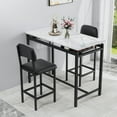 thumbnail image 2 of UHOMEPRO 3 Piece Dining Table Set, Kitchen Table with Faux Marble Tabletop and 2 Upholstered Chairs for Small Spaces Kitchen, Modern Rectangle Kitchen Table Set Dining Set with Storage Shelves, Black, 2 of 8