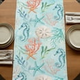 thumbnail image 5 of Table Runners 120 Inches Long Dress Scarves, Teal Red Coastal Farmhouse Coffee/Dining/Kitchen Table Runner for Living Room, Nautical Seahorse Beach Coral Starfish 13x120 Inch, 5 of 9