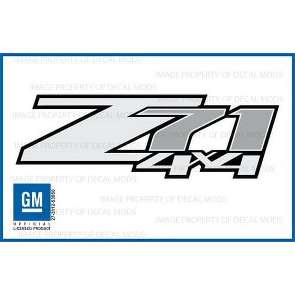Decal Mods Z71 4x4 GRAY Decals Stickers fits Chevy Silverado - FG (2007-2013) bed side 1500 2500 HD (set of 2)
