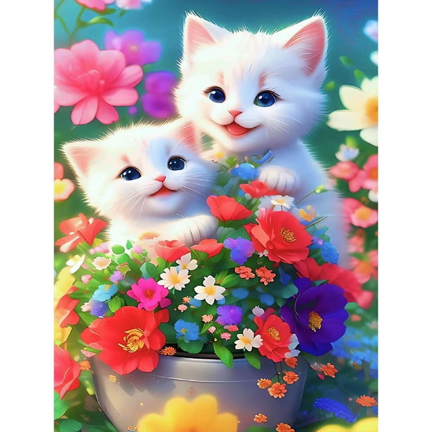 Pintura de diamante 5D, bricolaje, taladro redondo completo, kit de gato, decoración del hogar, artesanía (12) Hugtrwg Para estrenar