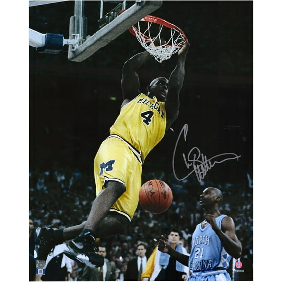 Chris Webber Michigan Wolverine Autographed 16" x 20" Dunk vs. UNC Tar Heels Photograph - Fanatics Authentic Certified