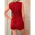 thumbnail image 3 of Women'S 2 Piece Summer Outfits Vacation Short Sets Linen Button Down Matching Sets Vest and Shorts Sets Red L, 3 of 4