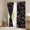 thumbnail image 3 of Manfei Pink Bows Love Hearts Black Print Black Out Curtains for Girls, Cute Ribbon Bows Curtains Pack of 2 (42x63 Each), 3 of 6