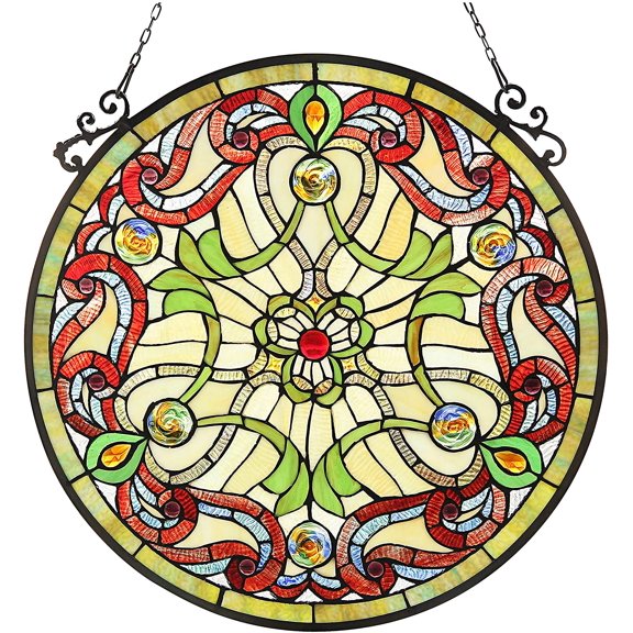 RADIANCE Goods Tiffany-Glass Victorian Window Panel 23.5"