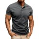 thumbnail image 2 of Tops para hombre, blusas y camisas de manga corta con cuello redondo para hombre, jersey informal de medio botón con cuello redondo y manga corta de color liso a la moda para hombre, top de poliéster, 2 of 8