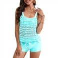 thumbnail image 2 of Traje de Baño Tankini de Dos Piezas para Mujer, con Control de Abdomen y Pantalones Cortos Tipo Blusón Azul S, 2 of 10