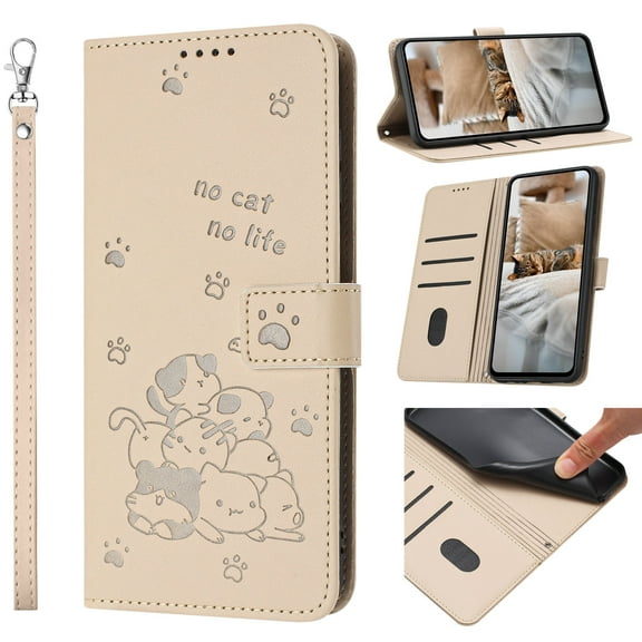 Leather Wallet Phone Case for Samsung S21FE Cartoon Cat Dog Style Flip Card slot Wallet Case