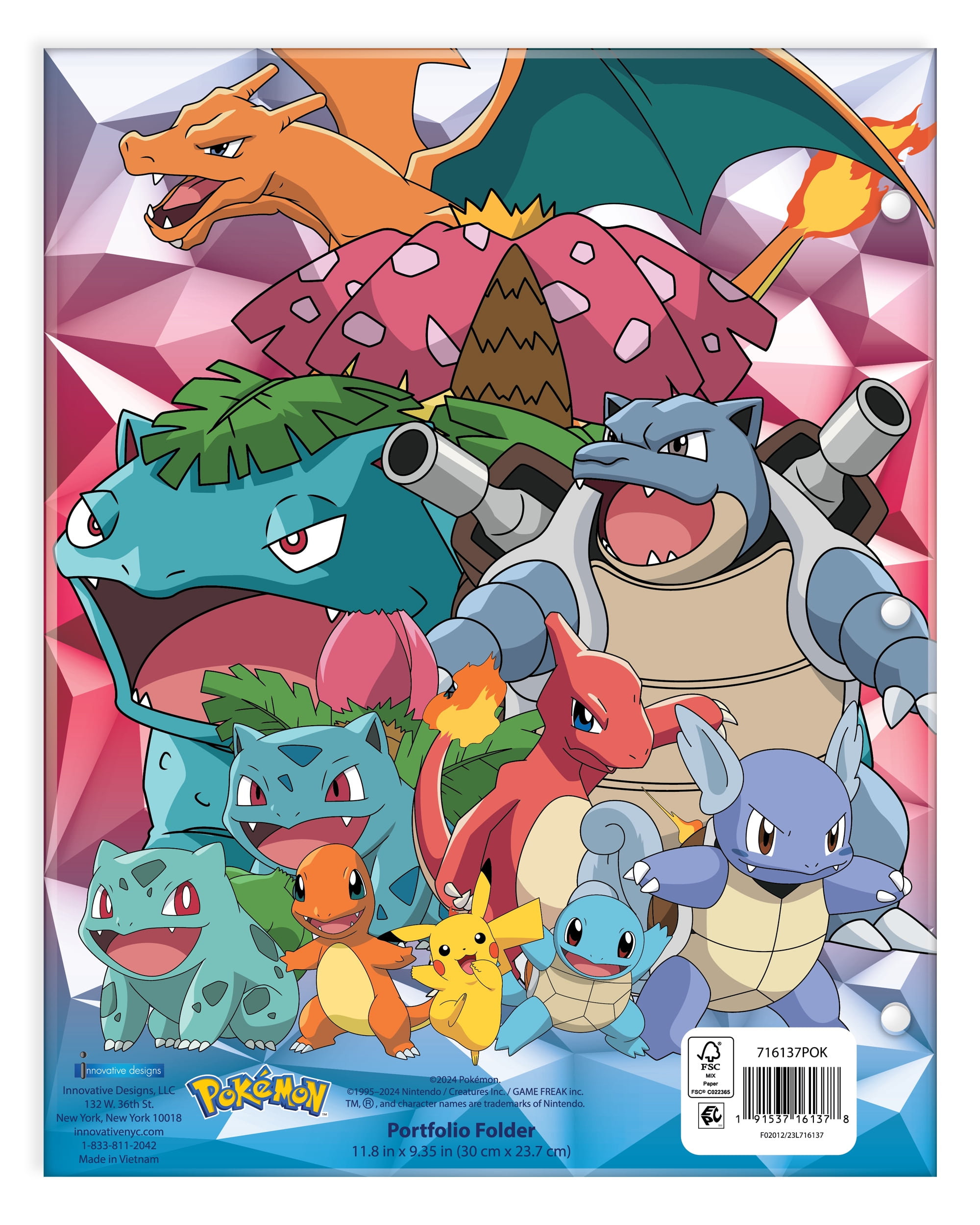 (2 pack) Pokémon 2-Pocket Paper Folder, 3-Hole Punch, 9.25" x 11.75", Multi-Color