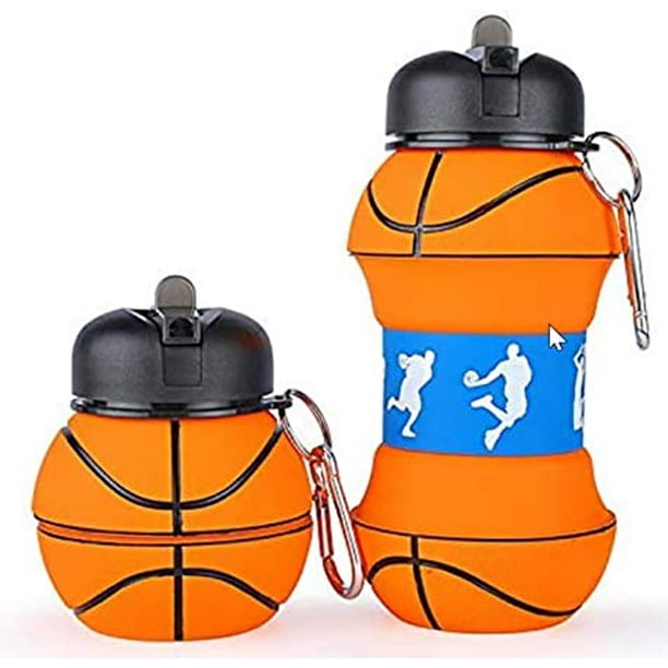 Botella Agua Plegable Deportiva Forma de Balón Basquetbol, Termo Niños Portable Reusable MADIOLA Botella_Balon