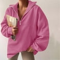 thumbnail image 4 of Oversized Half Zip Sweatshirts for Women Plus Size Lapel Long Sleeve Zipper Pullover Winter Fleece Solid Loose Fit Lounge Outwear Tunic Tops, 4 of 5
