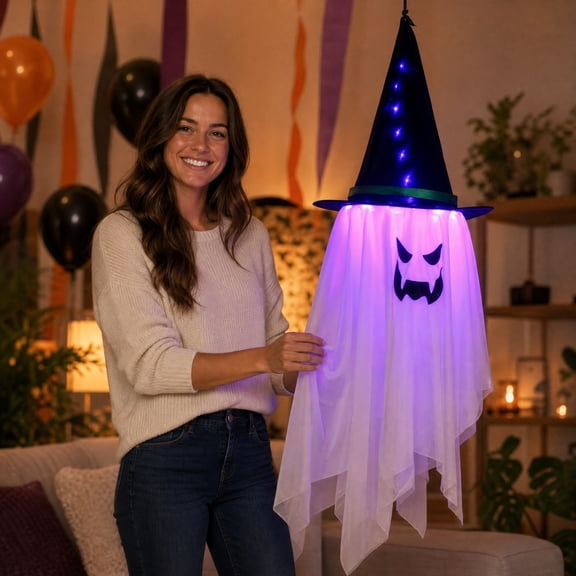 Halloween Ghost Decoration, Hanging Ghost Ornament with Easy Setup Durable Design and Spooky Holiday Display, Halloween Decor for Yard Porch Garden Hauntedy Houses Party Home