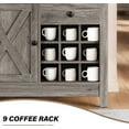 thumbnail image 5 of Farmhouse Coffee Bar Cabinet with Storage, 32 inch Coffee Bar Table with Barn Door and 9 Wine Racks, Coffee Bar Accessories with Drawer & Adjustable Shelf, Dining Living Room, Grey, 5 of 18