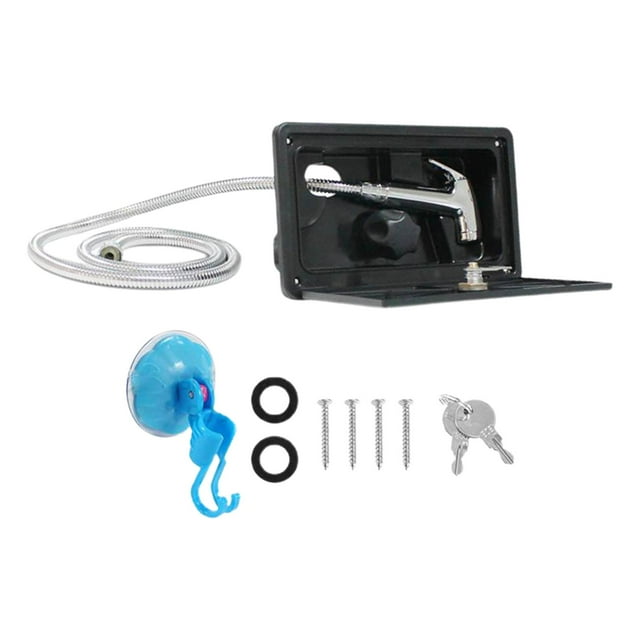 Miulika Trousse de Boîte de Douche Extérieure pour VR Robinet de Douche Extérieur pour Roulottes de Voyage Noir