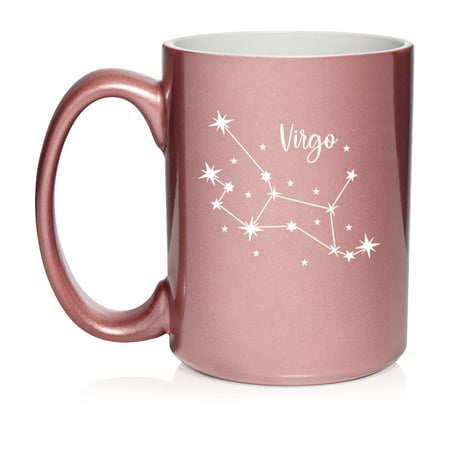 

Star Zodiac Horoscope Constellation Ceramic Coffee Mug Tea Cup Gift (15oz Rose Gold) (Virgo)