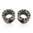 thumbnail image 3 of Luxe Modz Pressed Rimmed Surgical Steel Black Clear CZ Screw Tunnel Ear Plugs - Sold Pair, 3 of 5