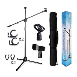 Pied Microphone Trépied Métal Réglable 64-158 Cm - Avec Clips Et Sac - Pour Scène Ou Conférence