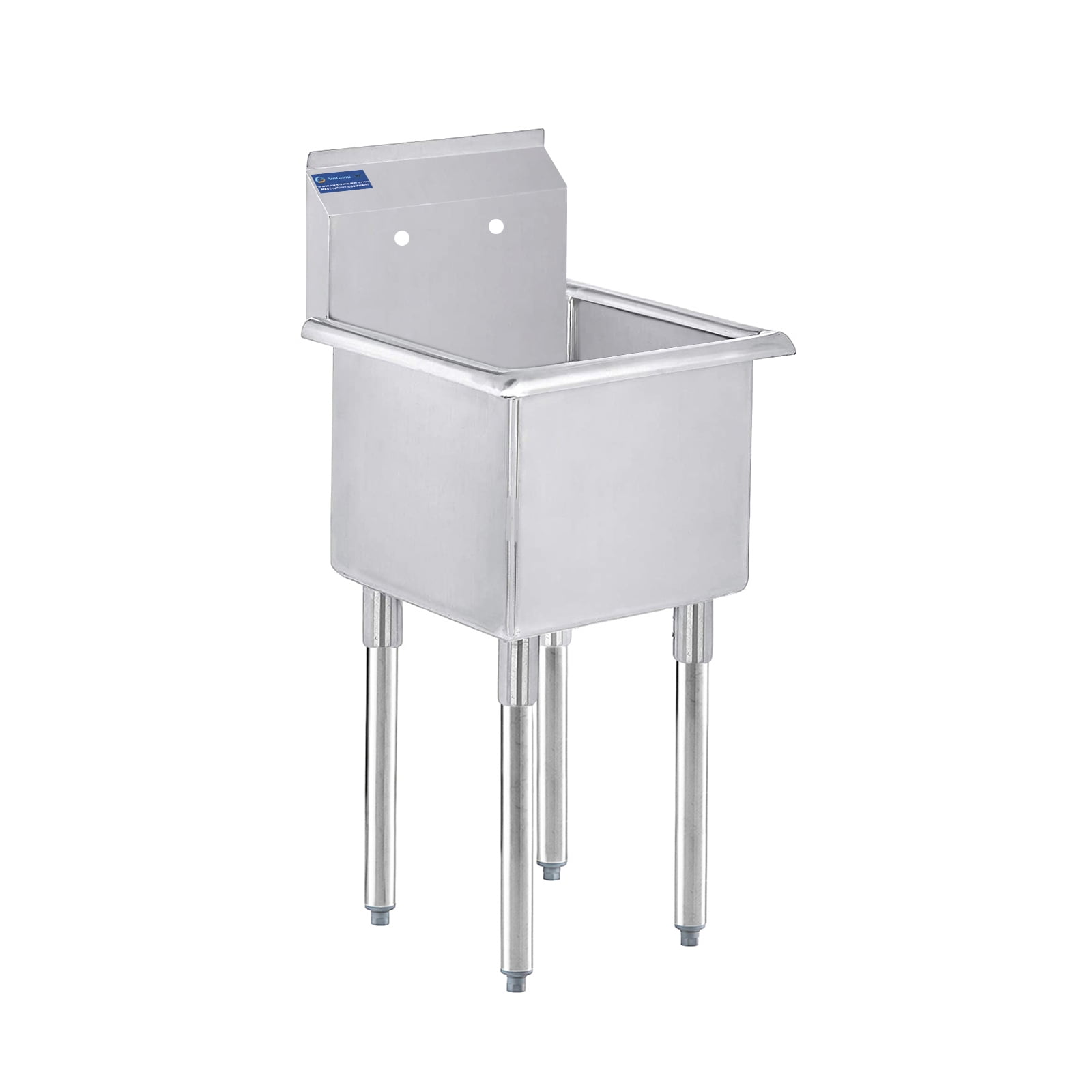 AmGood Stainless Steel Prep & Utility Sink | 304 Stainless Steel | Restaurant, Kitchen, Laundry, Garage | NSF (Bowl Size: 15" x 15" No Faucet)
