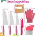thumbnail image 2 of 8Pcs Kid Safe Knives  with Wooden Cutter Potato Crinkle Cutter Gloves Kitchen Cutter Set for Cutting Fruit Vegetable Dessert, 2 of 9