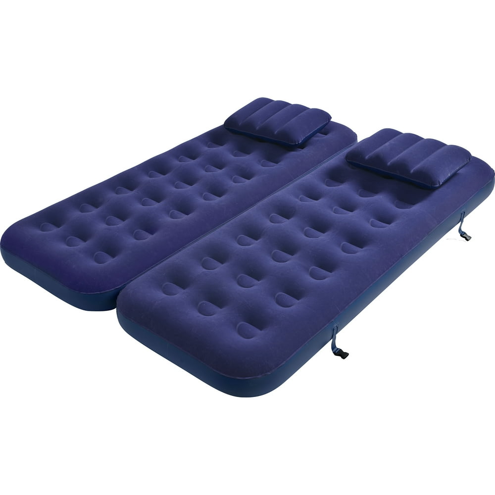 6.25' Navy Blue 3 in 1 Inflatable Flocked Air Mattress with Pillows