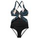 thumbnail image 3 of Traje de Baño de Bikini sin Mangas con Cuello en V Acolchado con Detalle de Escarpa Y Ruching para Vacaciones en la Piscina de la Playa, 3 of 5