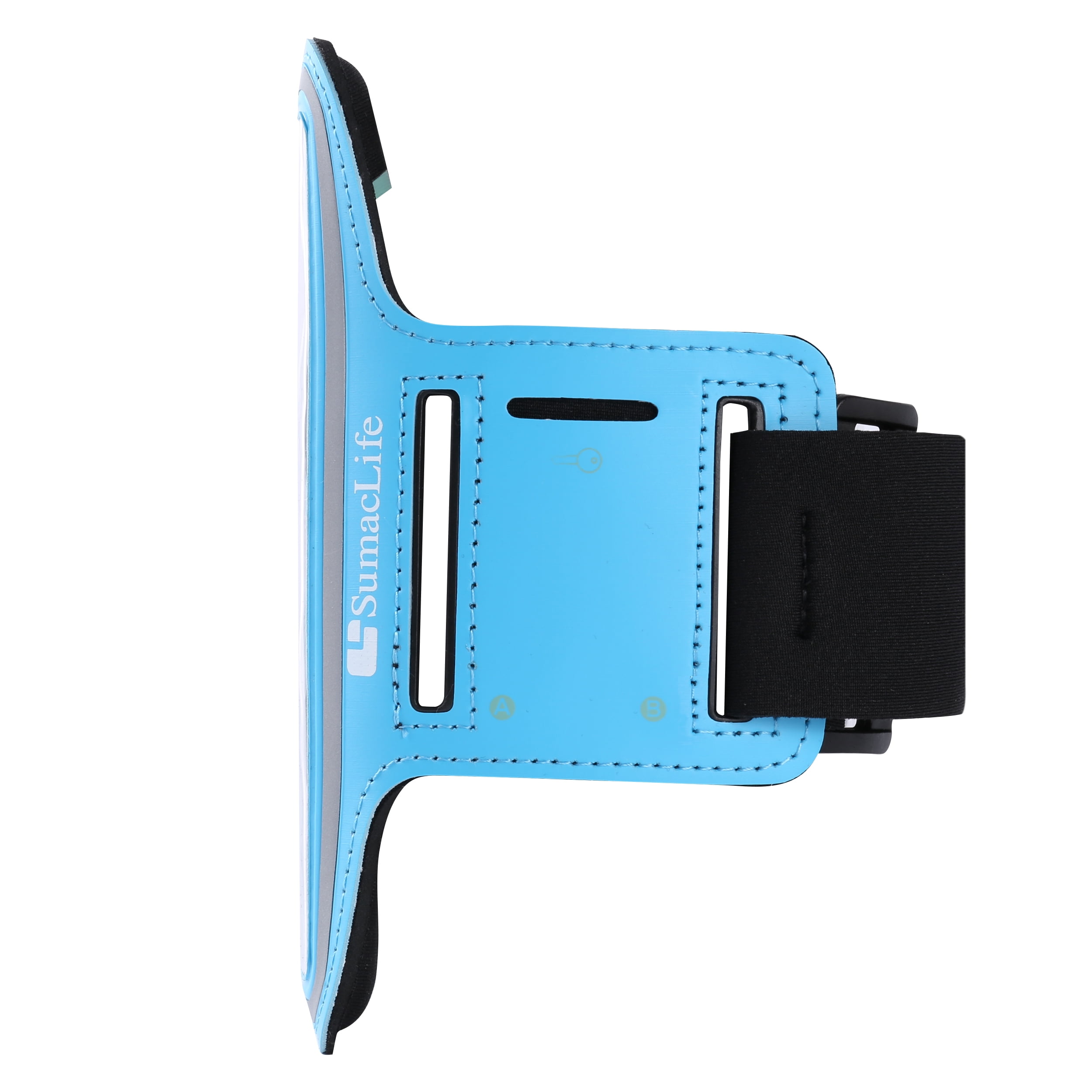 SumacLife Waterproof Sweat-Resistant Universal Armband Case,Adjustable Velcro Arm Strap with Extender Strap,Blue