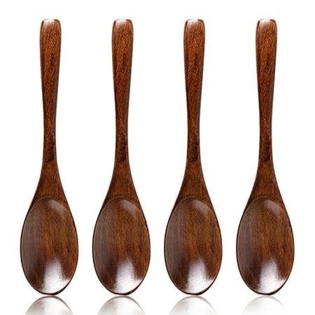 

Spoons Wooden Spoons for Eating 4 Pieces Natural Plant Ellipse Wooden Ladle Spoon Set for Cooking Mixing Stirring Honey Coconut Bowl Nonstick Pots Kitchen ，G46178
