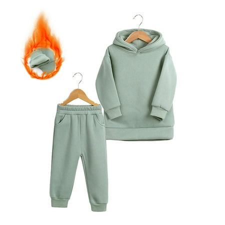 

Leutsin Thickened Autumn And Winter Children s Wear Boys And Girls Sports Suit Casual Pullover Hooded Sweater Trousers Two-piece Set