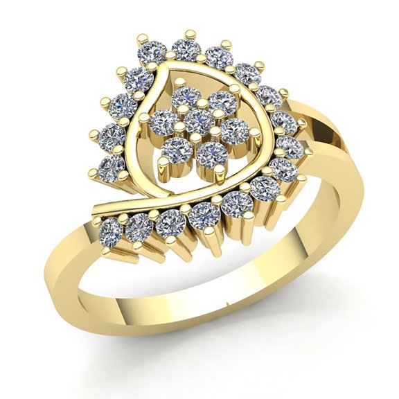 Natural 0.5carat Round Cut Diamond Ladies Bridal Flower Engagement Fancy Ring Solid 10K Rose, White or Yellow Gold GH SI1