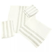 Sultan's Linens 5 PC Kitchen Towel, Dishcloth & Scrubber Set in White & Brown