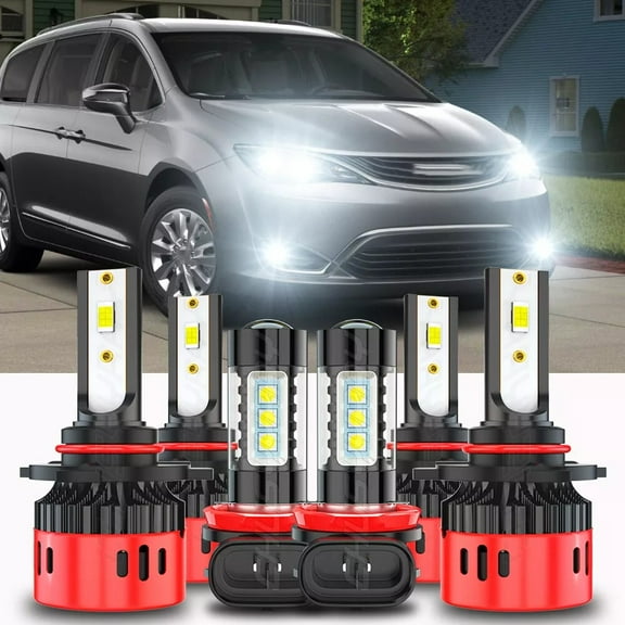 For Chrysler Pacifica 2017 2018 2019 2020 6000k White LED Headlight Hi-Lo Beam Fog Light Bulbs Kit