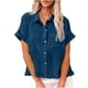 thumbnail image 2 of Craaazy Women's Oversized Short Sleeve Tunic Tops, Lightweight Casual Shirt, Collared Pocket Blouse with Ruffle Hem for Everyday Outfits Gifts, 2 of 9