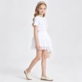 thumbnail image 5 of Girls Tiered Skirt Lace Trim Tutu Skirt Polka Dot Mesh Layered Party Skirt for Kids, White, Sizes 4-5Y, 5 of 8