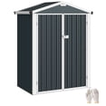 thumbnail image 1 of Outsunny 4.4' x 3' Outdoor Storage Shed w/ Lockable Wide Doors, Dark Grey, 1 of 10